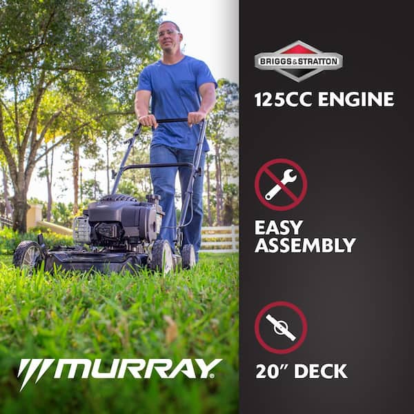 Murray 20 in. 125 cc Briggs & Stratton Walk Behind Gas Push Lawn Mower with  4 Wheel Height Adjustment and Prime 'N Pull Start MNA152506 - The Home Depot
