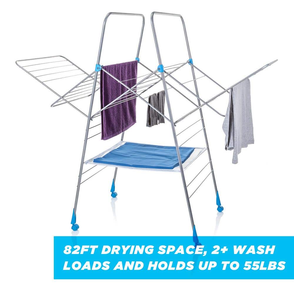 Minky Silver and Blue Multi-Level Steel Drying Rack