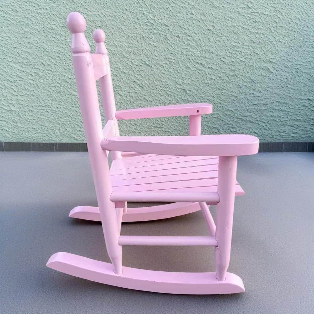 Pink Wooden Rocking Armchair for Kids