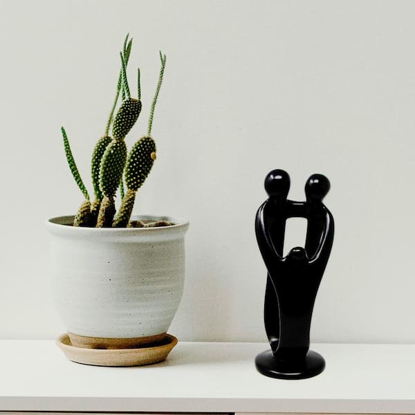 Global Crafts Soapstone Family Sculpture: Ebony, 2 Parents 1 Child 10 inch
