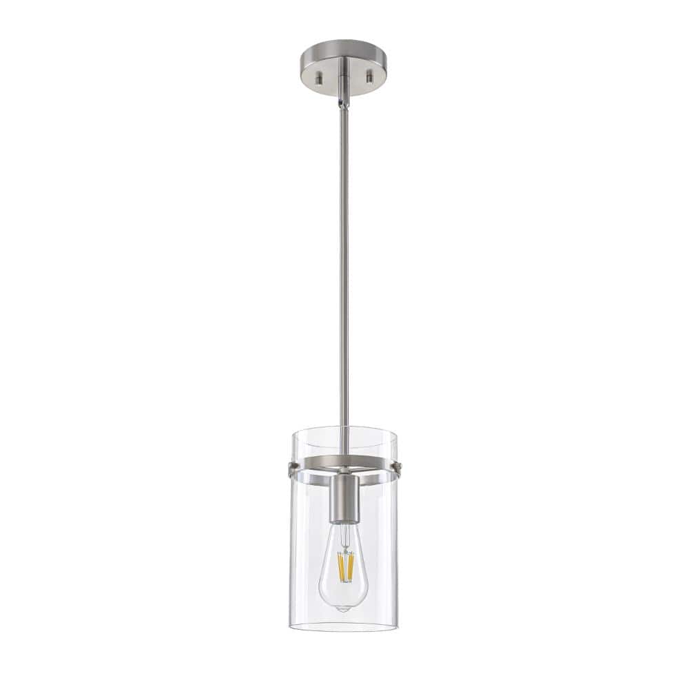 4.7 Inch Modern Farmhouse Nickel Adjustable Kitchen Pendant Light with Clear Cylinder Glass Shades for Dining Room price history on PriceWatchPro