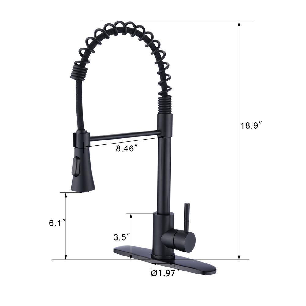 Matte Black Stainless Steel Pull-Down Kitchen Faucet with Deck Plate