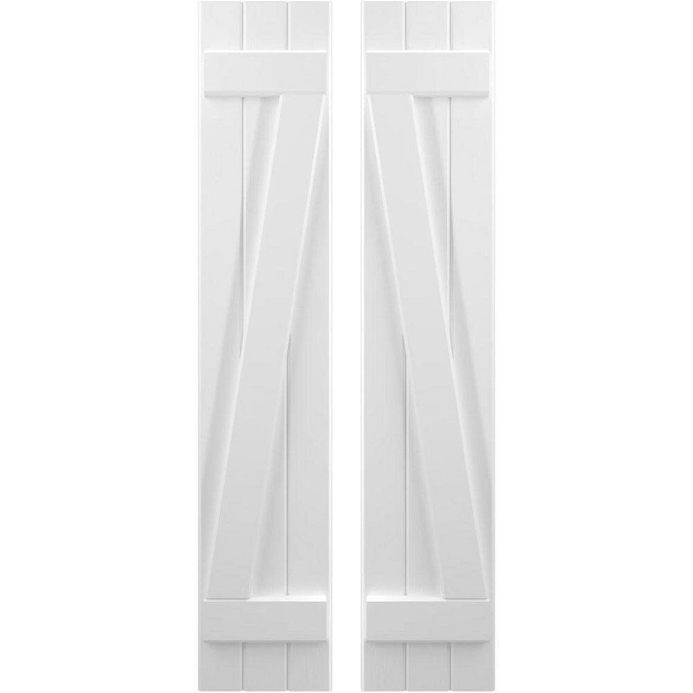 10-1/2 in. W x 35 in. H Americraft 3 Board Exterior Real Wood Joined Board and Batten Shutters with Z-Bar White price history on PriceWatchPro