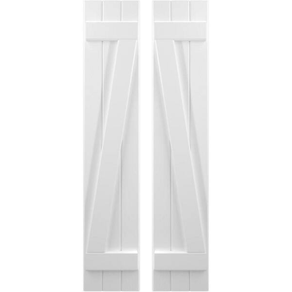 Ekena Millwork 10-1/2 in. W x 54 in. H Americraft 3-Board Exterior Real Wood Joined Board and Batten Shutters with Z-Bar in White