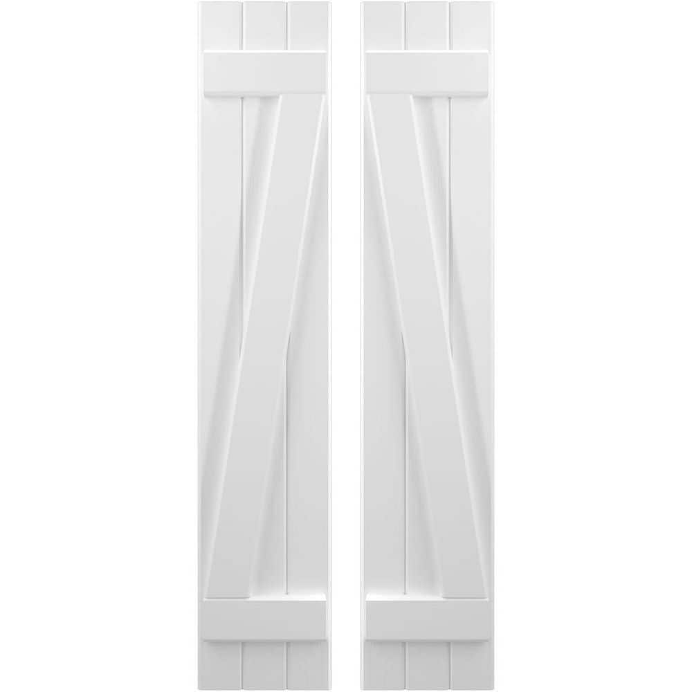 10-1/2 in. W x 77 in. H Americraft 3 Board Exterior Real Wood Joined Board and Batten Shutters with Z-Bar White price history on PriceWatchPro