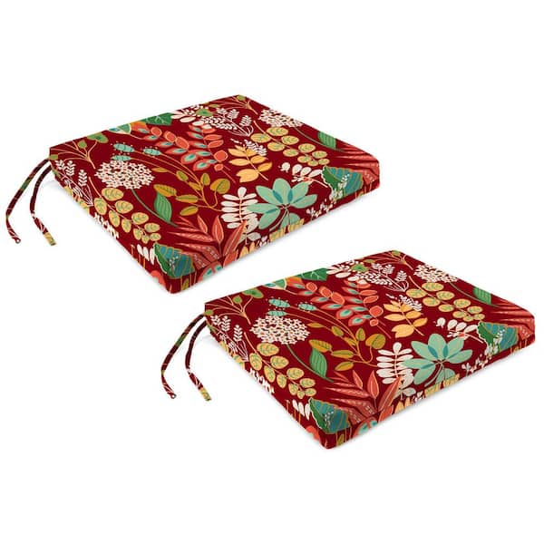Jordan Manufacturing 19 in. W x 17 in. D x 2 in. T Rectangular Outdoor Seat Cushion in Windcrest Mulberry (2-Pack)