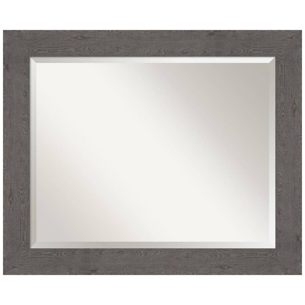 Rustic Plank Grey 33.5 in. H x 27.5 in. W Framed Wall Mirror price history on PriceWatchPro