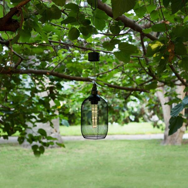Alpine Corporation 12 in. Tall 24-Light Black Hanging Solar