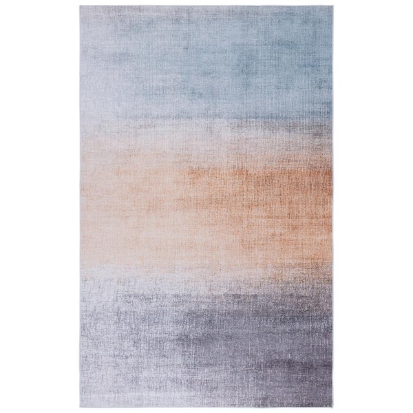 SAFAVIEH Tacoma Gray/Rust Doormat 3 ft. x 5 ft. Machine Washable Gradient Striped Area Rug