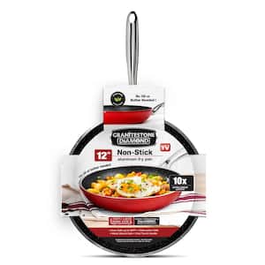 12 in. Aluminum Ultra-Nonstick Titanium and Diamond Infused Coating Frying Pan in Red