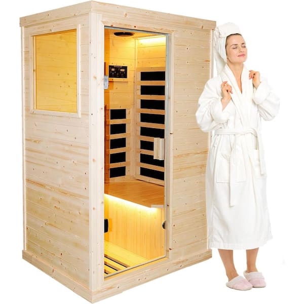 Spygo Moray 1-Person Indoor Spruce Sauna with 5 Far-infrared Carbon Heaters