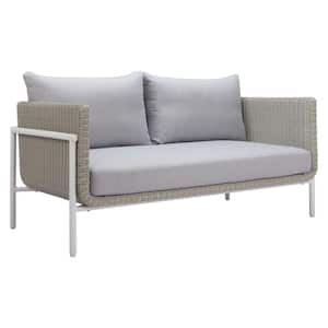 Frais Gray Aluminum Outdoor Loveseat with Gray Olefin Cushions
