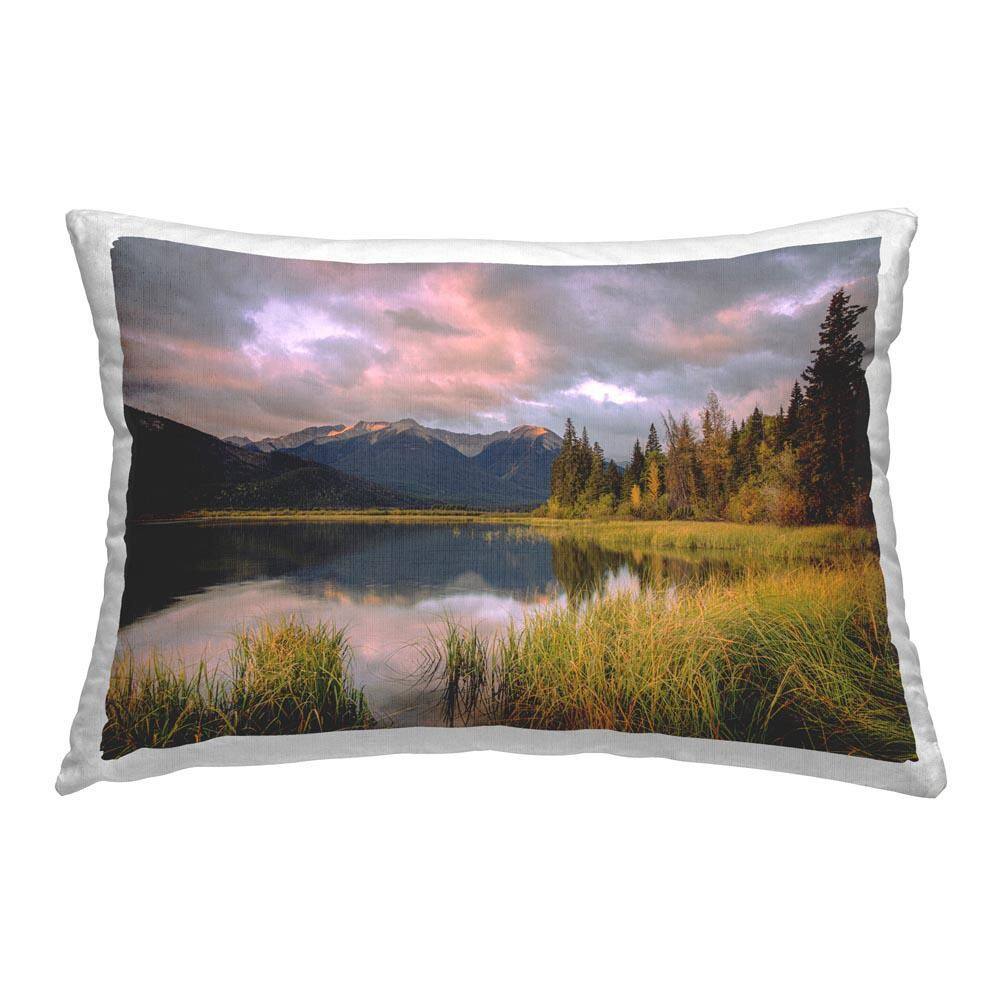 Stormy Lake Scenery Green Print Polyester 14 in. x 20 in. Throw Pillow price history on PriceWatchPro