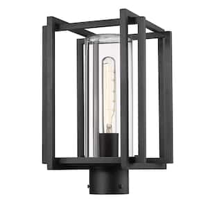 Tribeca 1-Light Natural Black Aluminum Hardwired Outdoor Weather Resistant Post Light with No Bulbs Included