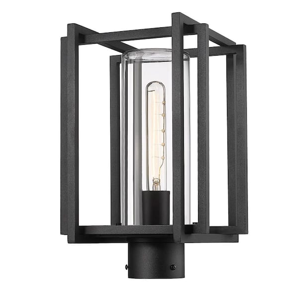Golden Lighting Tribeca 1-Light Natural Black Aluminum Hardwired Outdoor Weather Resistant Post Light with No Bulbs Included