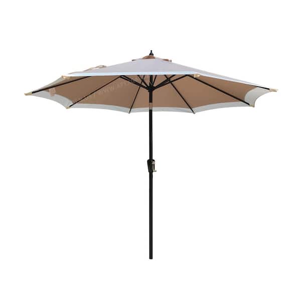 APEX GARDEN 9 ft. 8 Ribs Steel Market Crank Tilt Patio Umbrella in Oxford Tan