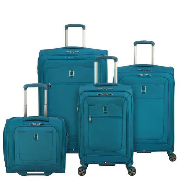 DELSEY PARIS 4-Sized Teal Reliable Hyperglide Softside Travel Luggage Bag Set