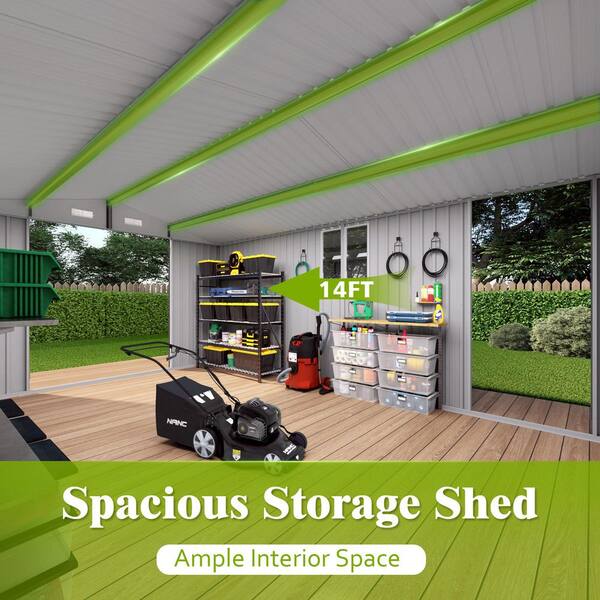 10 ft.W x 14 ft.D Outdoor Metal Storage Shed, Tool Shed with 3