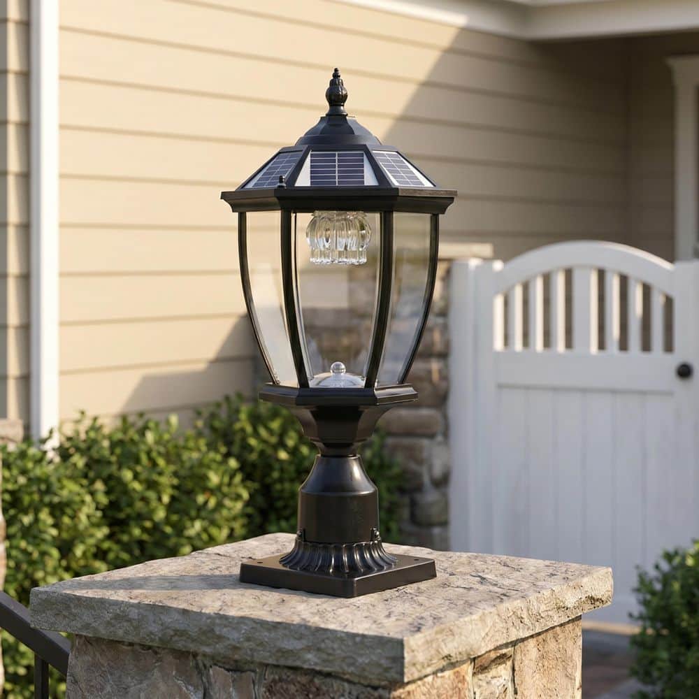 Byteany 2-Light Black Aluminum Outdoor Weather Resistant Solar