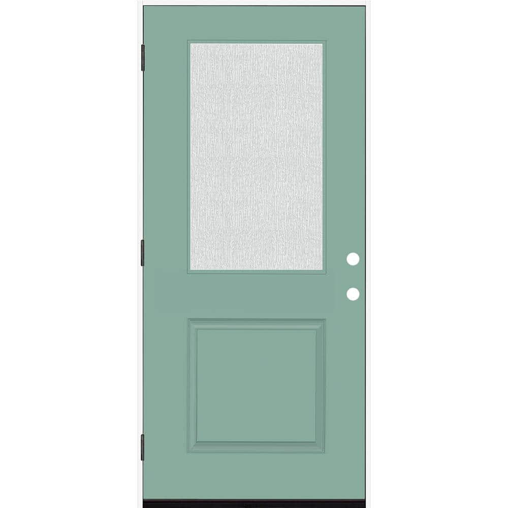 Legacy 36 in. x 80 in. 1/2 Lite Rain Glass RHOS Primed Quarry Finish Fiberglass Prehung Front Door price history on PriceWatchPro