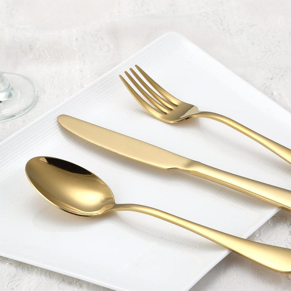 20-Piece Gold Stainless Steel Flatware Set for 4
