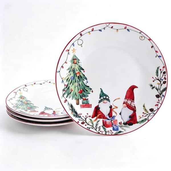Christmas Gnomes Series Gnomes Color Dishwasher Safe Microwave Safe Scratch Stain Resistant Ceramic Dinner Plates
