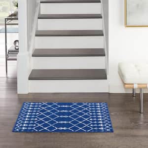 Whimsicle Navy  doormat 2 ft. x 3 ft. Geometric Bohemian Kitchen Area Rug