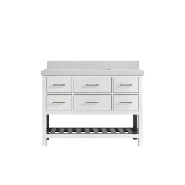 Willow Collections Parker 48 in. W x 22 in. D x 36 in. H Bath Vanity in White with 2 in. Carrara Quartz Top