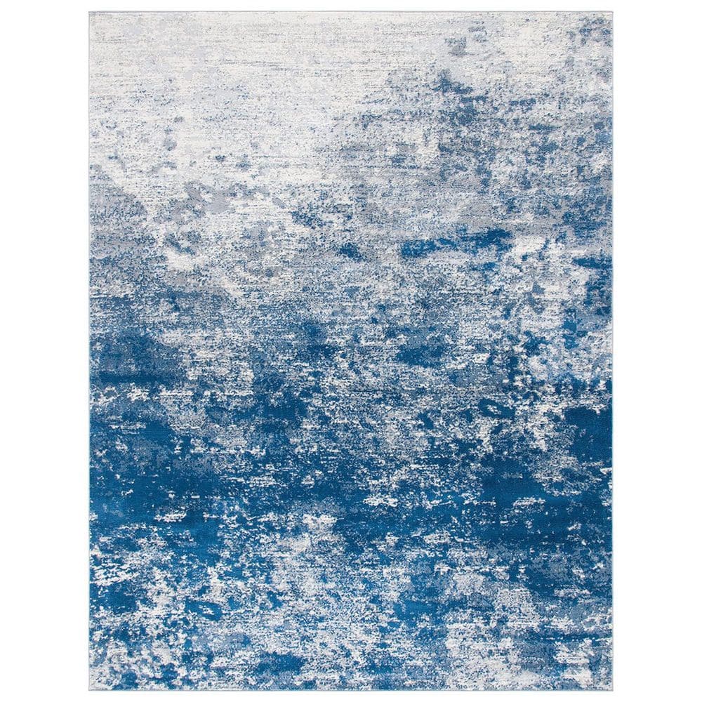 Dark Blue Polypropylene 8 ft. x 10 ft. Abstract Indoor Area Rug