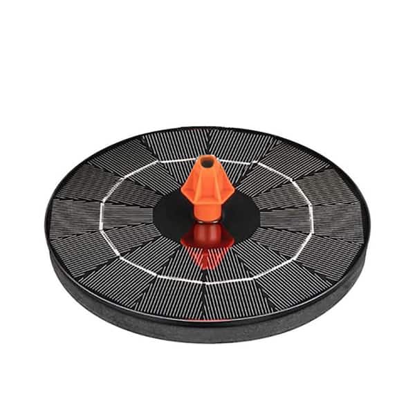 Upgrade Black Solar Bird Bath Water Fountain with 4 Fixed Rods & 8 Orange Nozzles for Garden, Pond and Pool Decoration