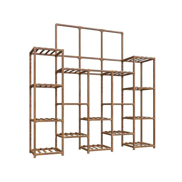 7-tier Rustic Brown Wood Plant Stand (56 in. H W x 63 in. H
