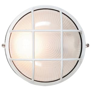 Nauticus 9.5 in. 1-Light White Outdoor Wall Mount Sconce