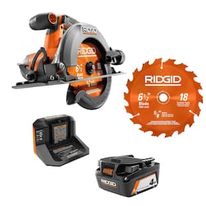 18V Cordless 6 1/2 in. Circular Saw Kit with (1) 4.0 Ah Battery and Charger with Extra 6-1/2 in. Circular Saw Blade
