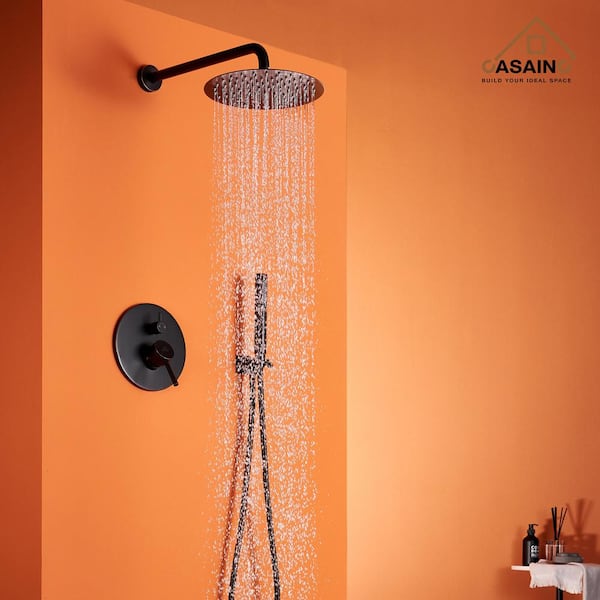 1-Spray Patterns 10 in. Wall Mount Dual Shower Heads in Oil Rubbed Bronze (Valve Included)