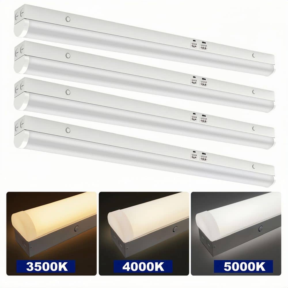 3.38ft. Dimmable 35-Watt/40-Watt/45-Watt, 3500K/4000K/5000K Adjustable Linear Integrated LED Ceiling Shop Light, 4-Pack price history on PriceWatchPro