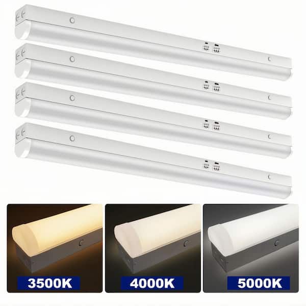 3.38ft. Dimmable 35-Watt/40-Watt/45-Watt, 3500K/4000K/5000K Adjustable Linear Integrated LED Ceiling Shop Light, 4-Pack