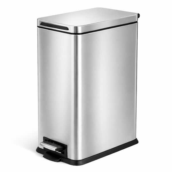 4.4 Gal. Stainless Steel Step-On Kitchen Trash Can with Soft Close Lid and Slim Shape