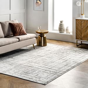 Annie Modern Crosshatch Abstract Light Grey 4 ft. 3 in. x 6 ft. Indoor Area Rug