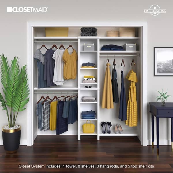 ClosetMaid 53016 Impressions Basic 48 in. W - 112 in. W White Wood Closet System - 2
