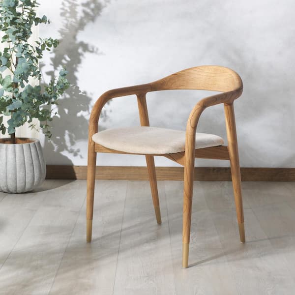 SAFAVIEH Laryssa Cream/Natural 19.5 in. Linen Dining Chair