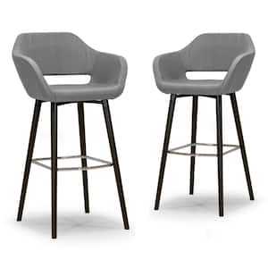 29.5 in. Adel Modern Grey Fabric Bar Stool with Beech Legs (Set of 2)