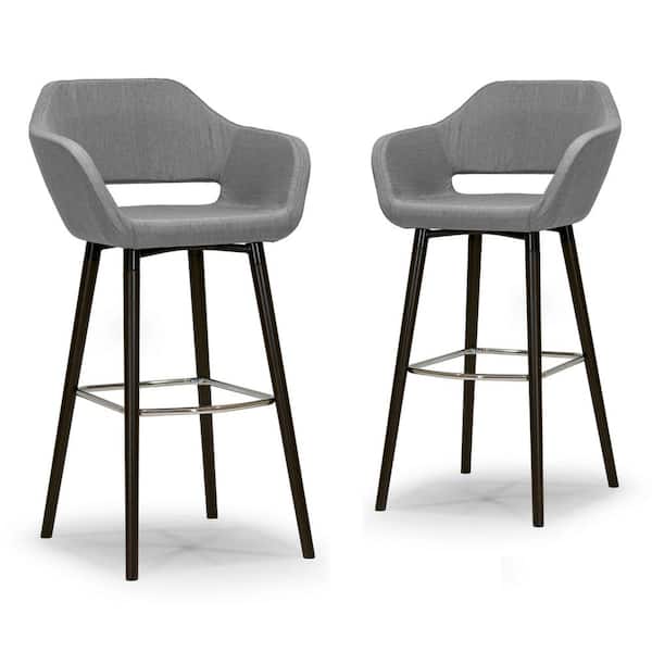 Glamour Home 29.5 in. Adel Modern Grey Fabric Bar Stool with Beech Legs (Set of 2)