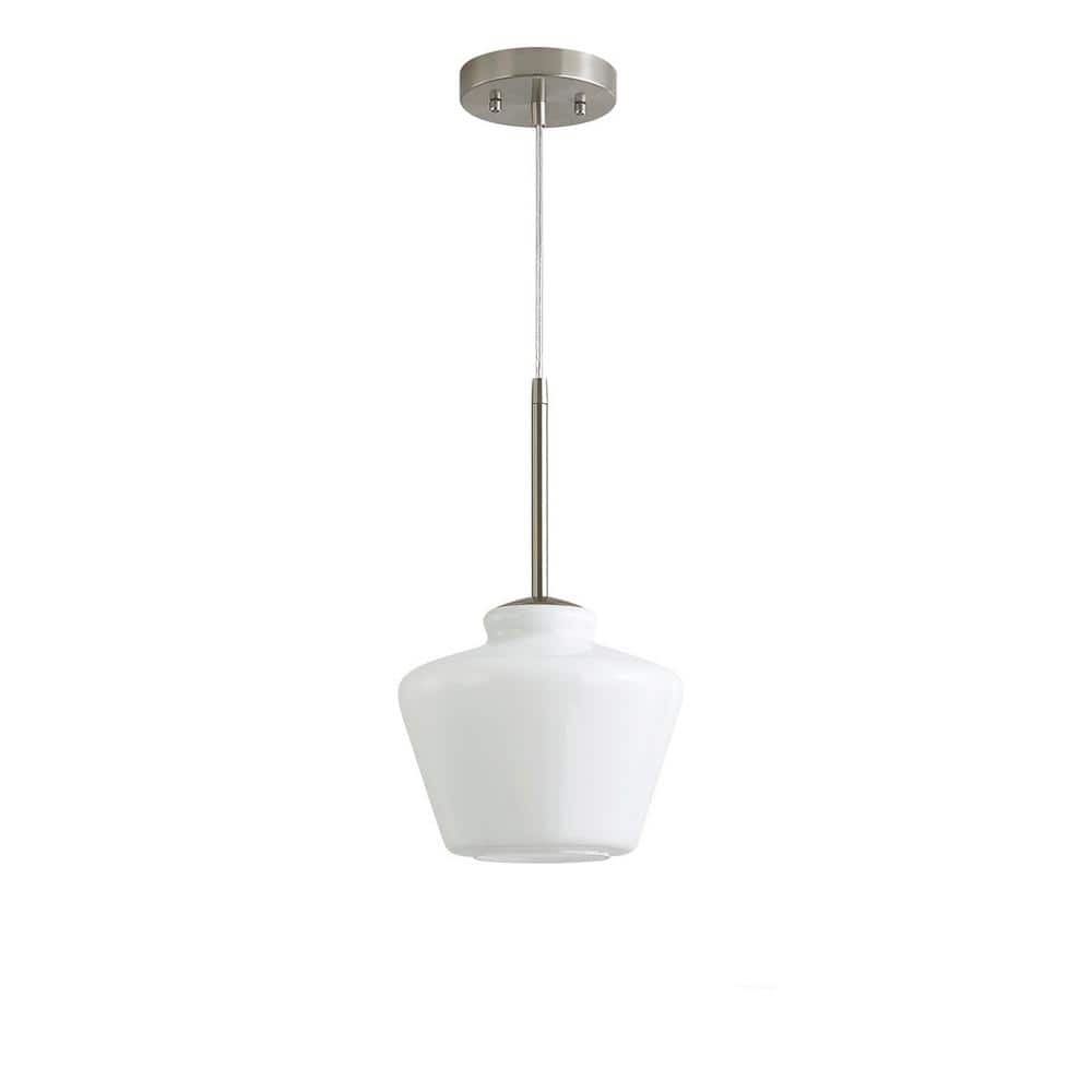 Midtown 1-Light Brushed Nickel Pendant Light with White Glass Shade price history on PriceWatchPro