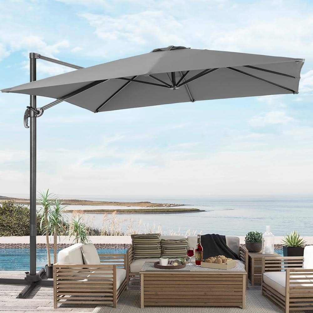 Sonkuki Gray Premium 9x9FT Cantilever Patio Umbrella - Outdoor Comfort ...