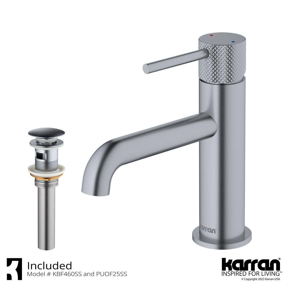 Stainless Steel Single Hole Bathroom Faucet with Knurled Handle