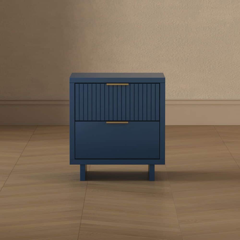Manhattan Comfort Elara Contemporary Midnight Blue 2-Drawer 18.1