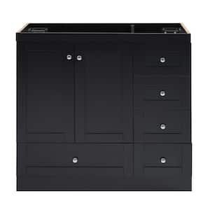 35 in. Bath Vanity Cabinet without Top in Black Unassembled