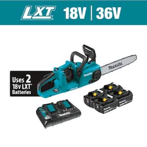 LXT 14 in. 18V X2 (36V) Lithium-Ion Brushless Battery Chain Saw Kit with Four 5.0 Ah Batteries and Charger