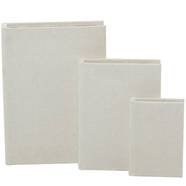 White, 11.95 in. H/8.65 in. W, Linen Fabric Decorative Book-Shaped