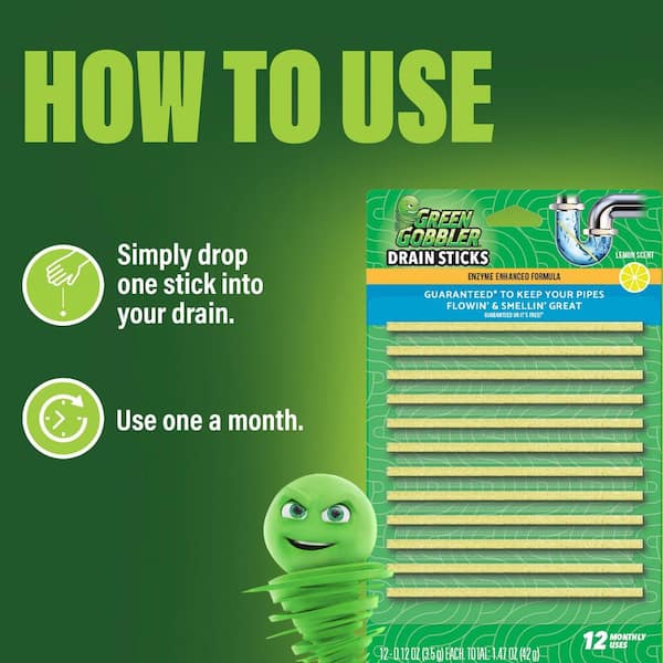 Bio-Flow Drain Cleaning and Deodorizing Sticks Lemon Scent (12-pack)